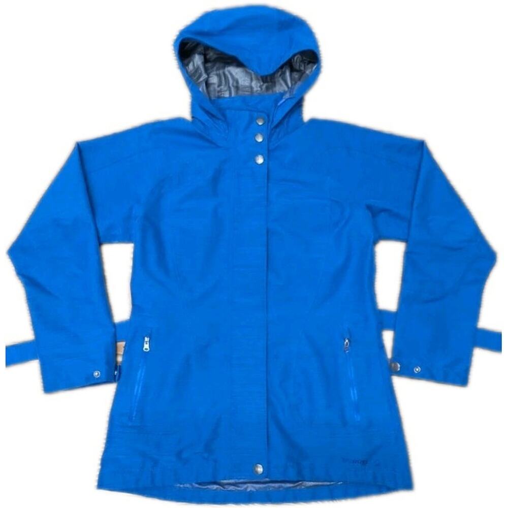 Merrell Opti-Shell Women’s XS Blue Hooded Waterproof Rain Jacket Belted - Picture 2 of 11